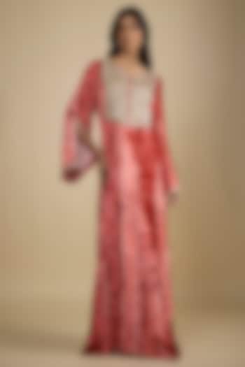 Red Velvet Digital Printed Kaftan Vacation Dress by Nadima Saqib at Pernia's Pop Up Shop