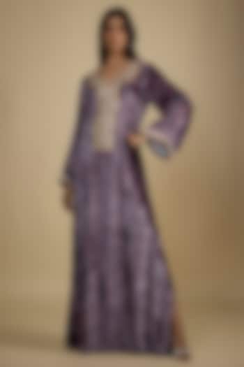 Blue Velvet Digital Printed Kaftan Vacation Dress by Nadima Saqib at Pernia's Pop Up Shop