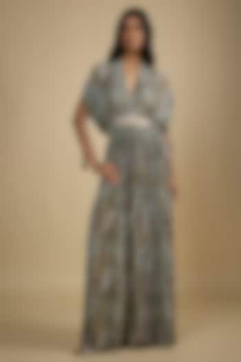 Black Crepe Digital Snake Printed Jumpsuit by Nadima Saqib at Pernia's Pop Up Shop