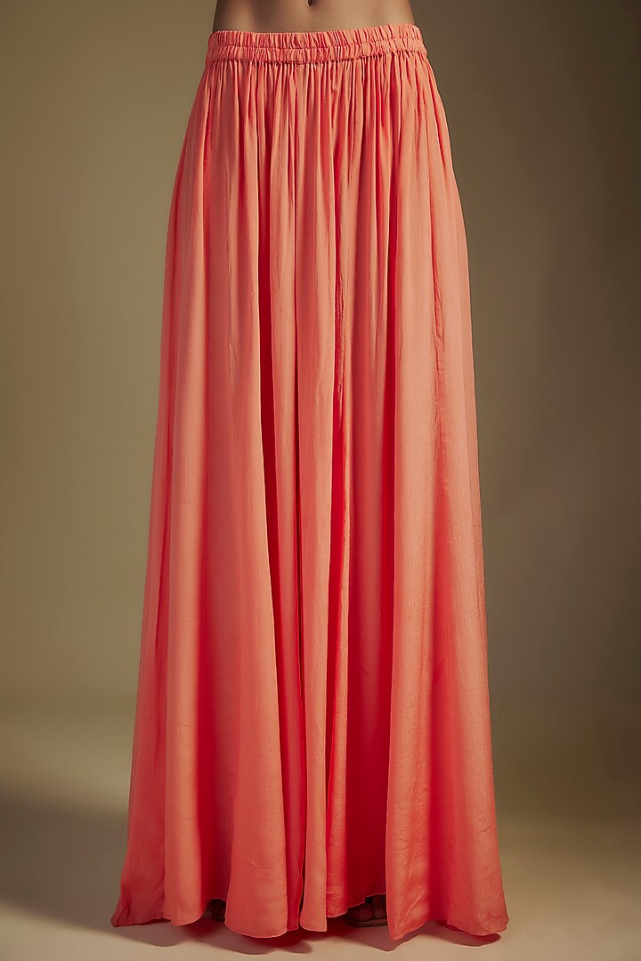 Peach Crepe Wedding Sharara Set by Nadima Saqib at Pernia's Pop Up Shop