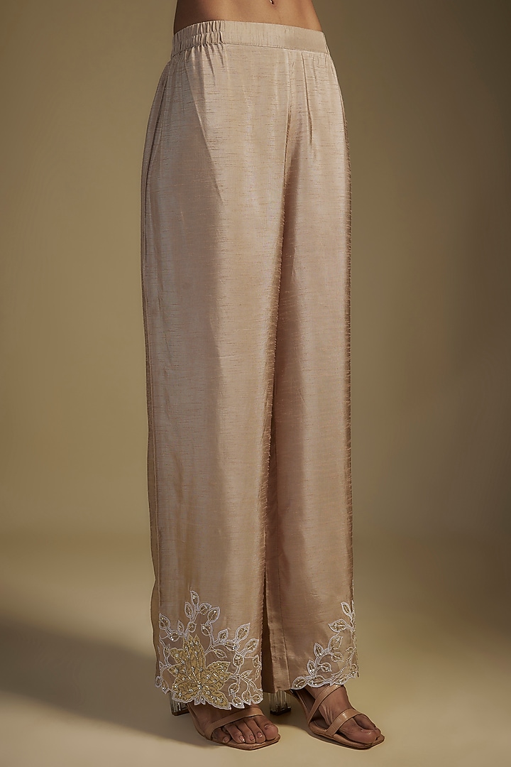 Brown Tissue & Organza Sequins Embroidered Kurta Set by Nadima Saqib at Pernia's Pop Up Shop