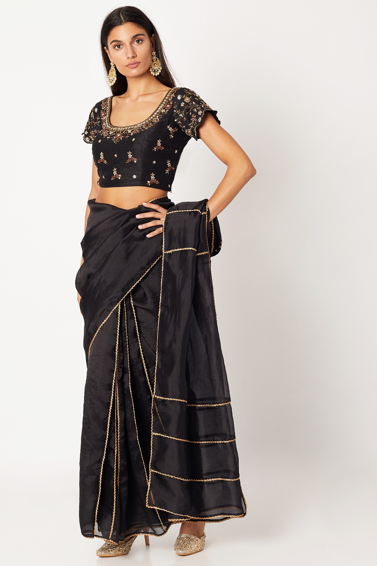 Deepika Padukone In A Sheer Black Saree With A Unique Blouse Design