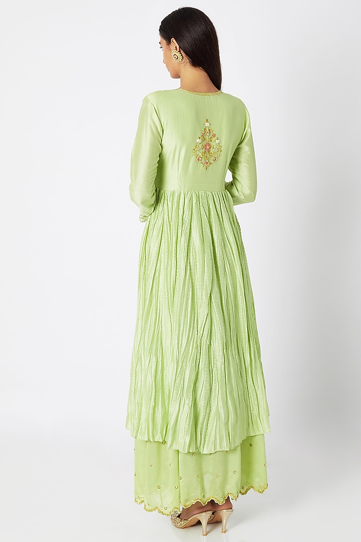 Mint Green Embroidered Gown With Dupatta by Nadima Saqib at Pernia's Pop Up Shop