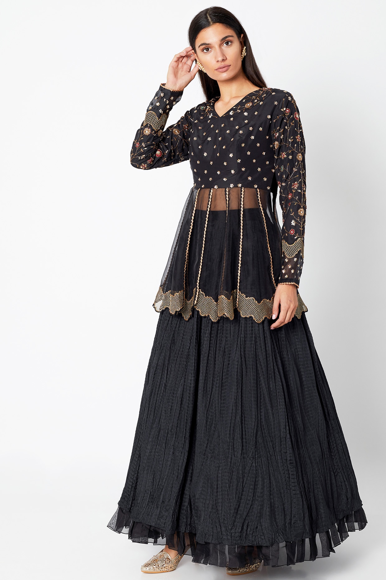 Heavy Embroidered Party Wear Look Bridal Wear Peplum Top Lehenga With  Dupatta