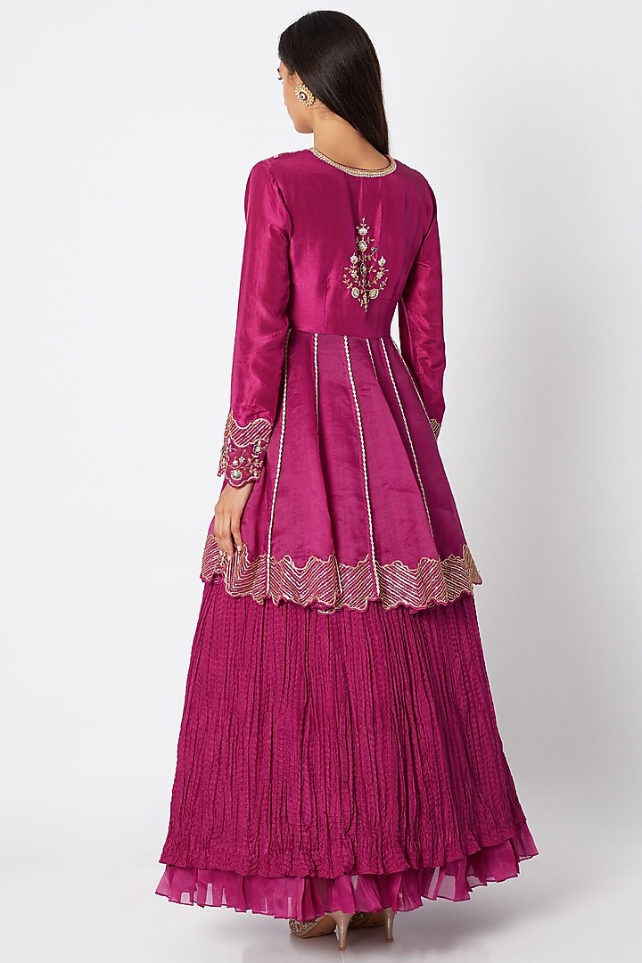 Wine Embroidered Wedding Lehenga Set by Nadima Saqib at Pernia's Pop Up Shop