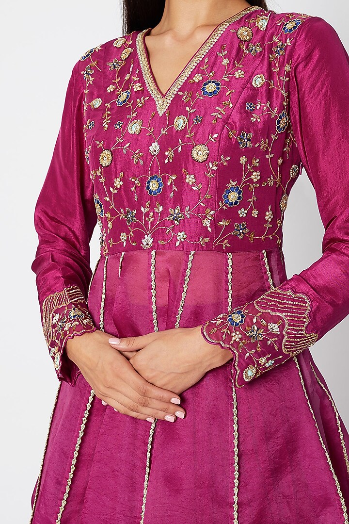 Wine Embroidered Wedding Lehenga Set by Nadima Saqib at Pernia's Pop Up Shop