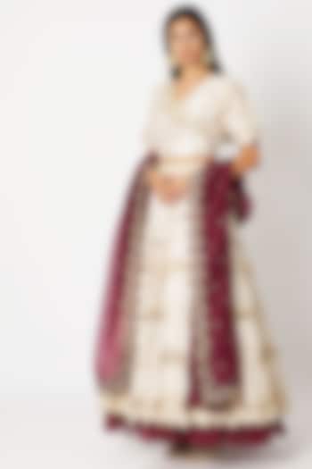 White Embroidered Bridal Lehenga Set by Nadima Saqib at Pernia's Pop Up Shop