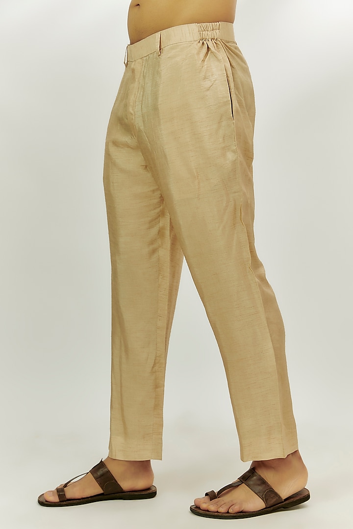 Beige Chanderi Tissue Zardosi & Thread Embroidered Kurta Set by Nadima Saqib Men at Pernia's Pop Up Shop