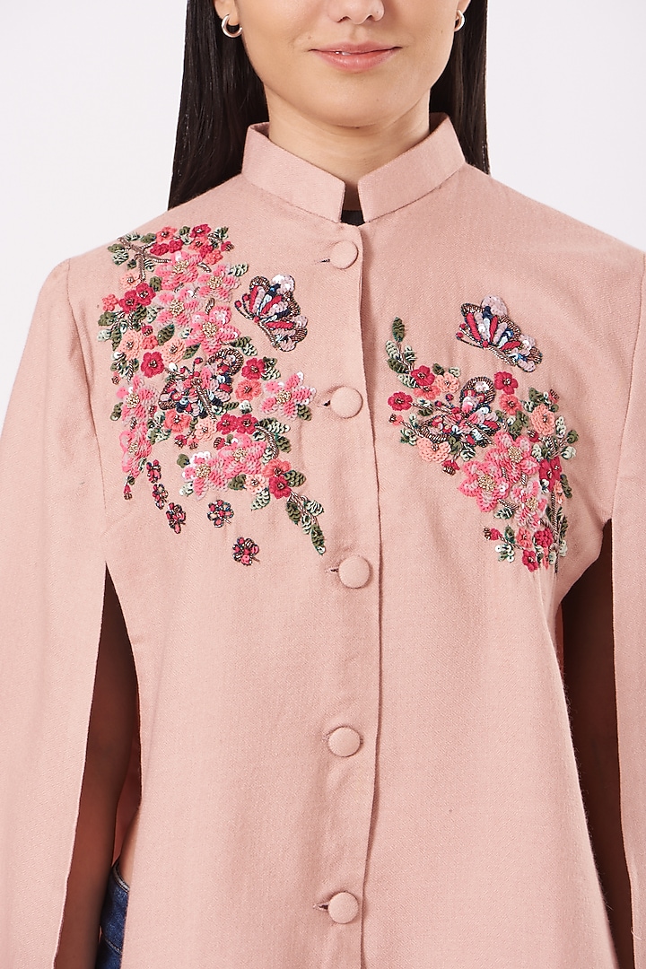 Blush Pink Embroidered Butterfly Cape by Neiza Shawls at Pernia's Pop Up Shop