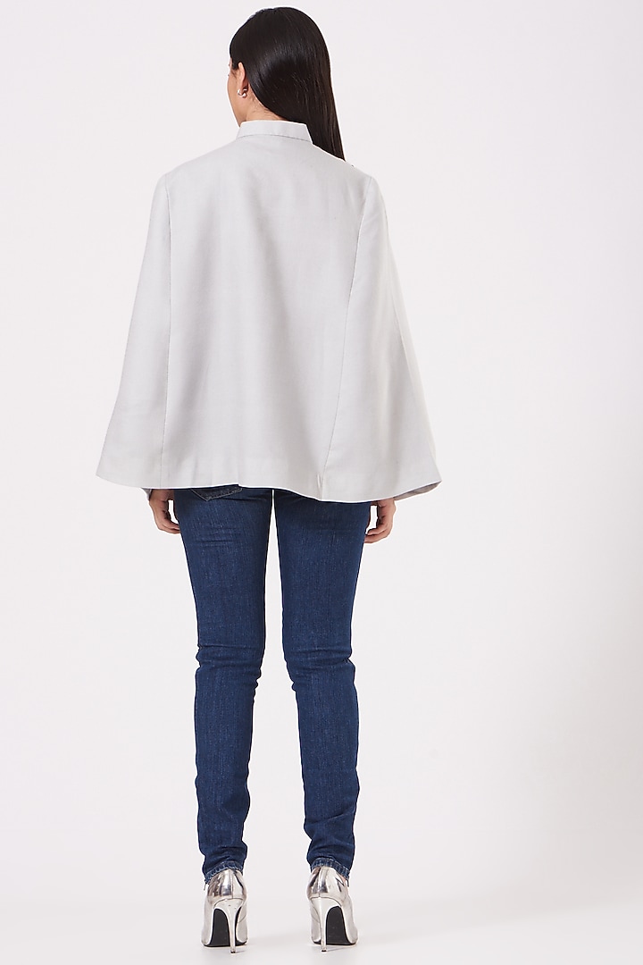 Grey Embroidered Cape by Neiza Shawls at Pernia's Pop Up Shop
