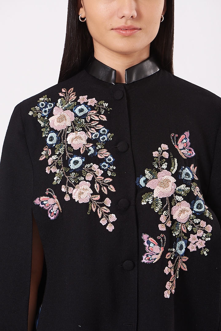 Black Cashmere Wool Cape by Neiza Shawls at Pernia's Pop Up Shop
