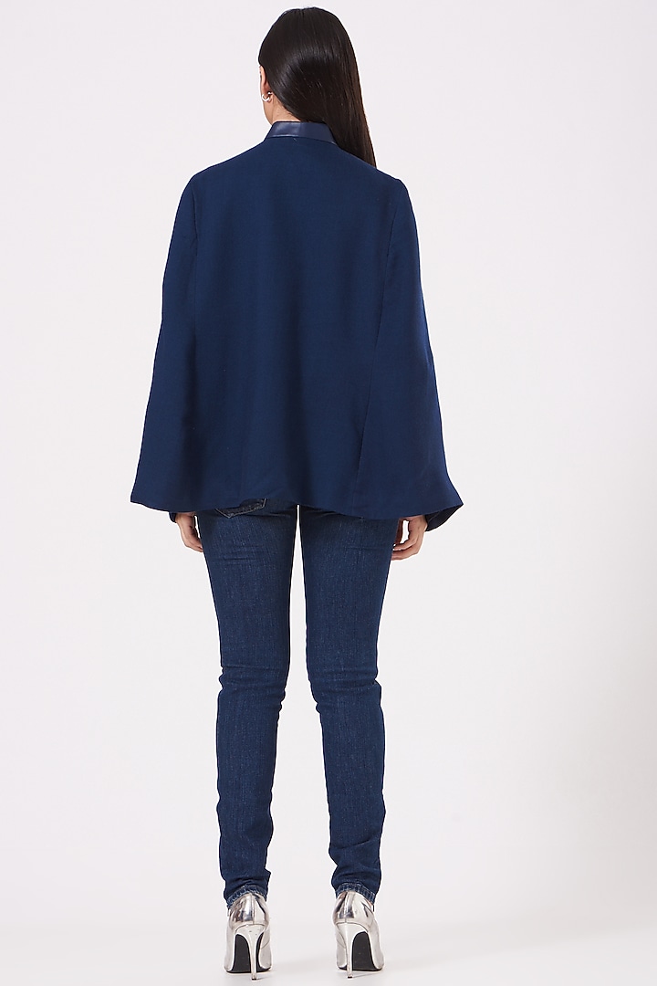 Cobalt Blue Cashmere Wool Cape by Neiza Shawls at Pernia's Pop Up Shop