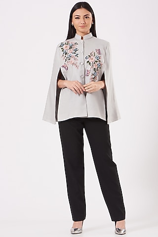 Grey Cashmere Wool Cape by Neiza Shawls