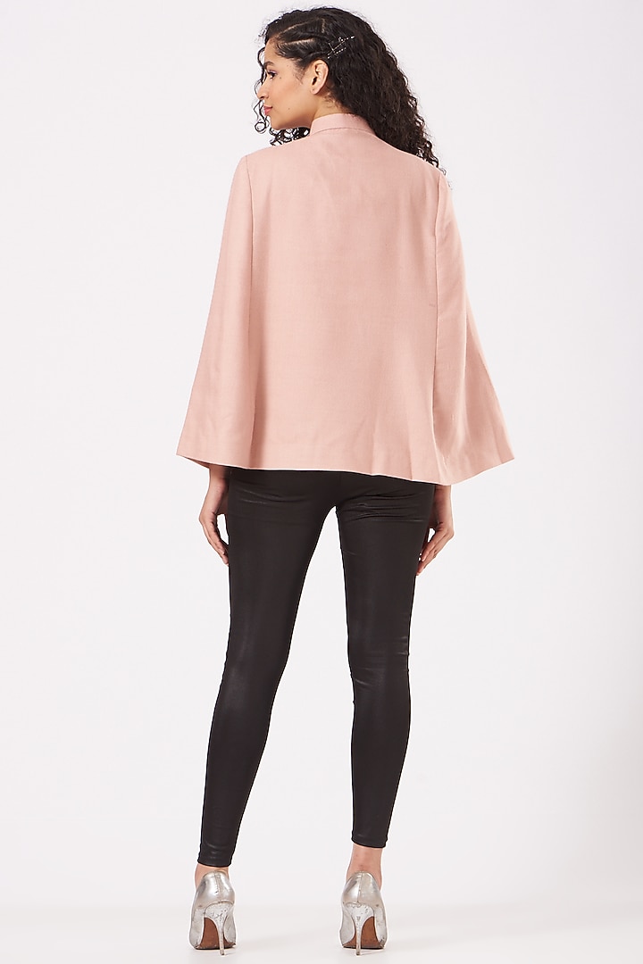 Blush Pink Cashmere Wool Embroidered Cape by Neiza Shawls at Pernia's Pop Up Shop