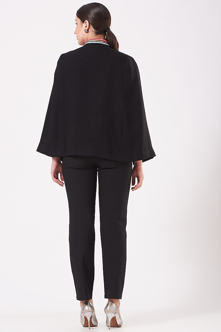 Black Cape With Embroidery by Neiza Shawls at Pernia's Pop Up Shop
