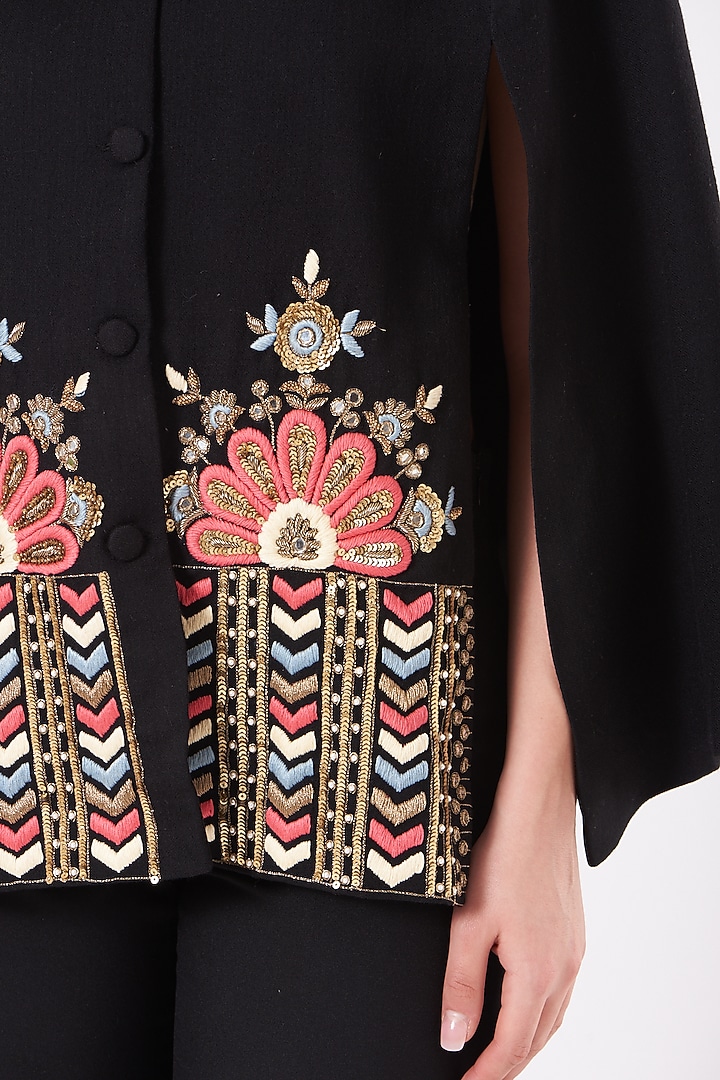 Black Cape With Embroidery by Neiza Shawls at Pernia's Pop Up Shop
