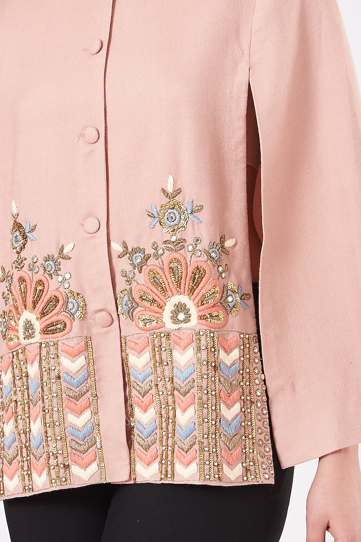 Blush Pink Cape With Embroidery by Neiza Shawls at Pernia's Pop Up Shop