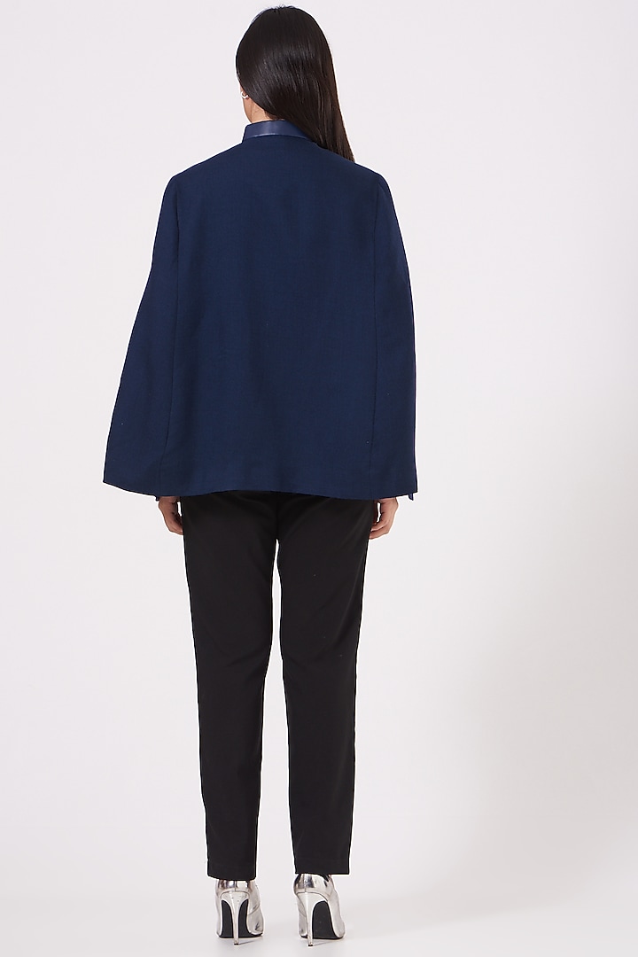 Cobalt Blue Cape With Embroidery by Neiza Shawls at Pernia's Pop Up Shop