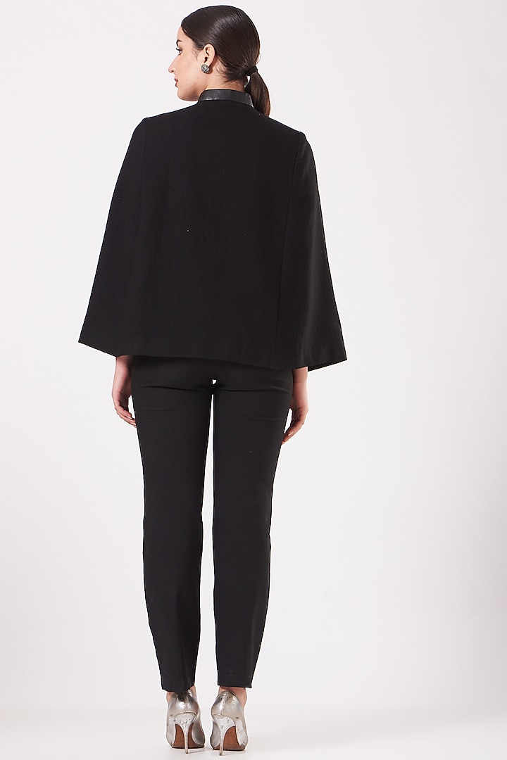 Black Cape With Anchor Embroidery by Neiza Shawls at Pernia's Pop Up Shop