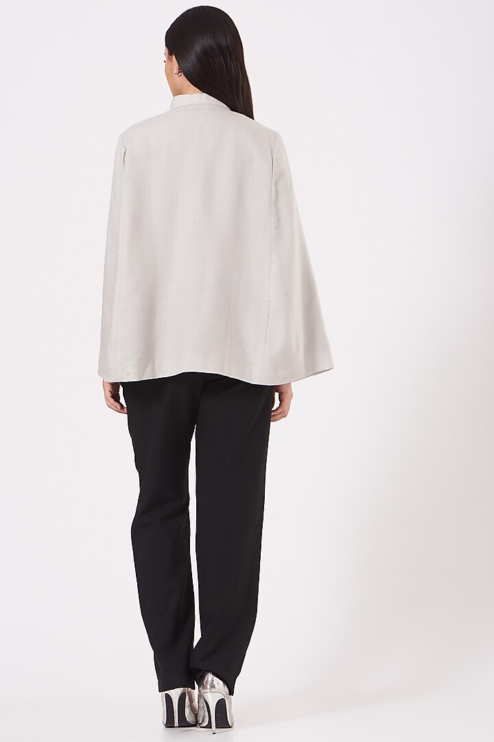Grey Cape In Cashmere Wool by Neiza Shawls at Pernia's Pop Up Shop