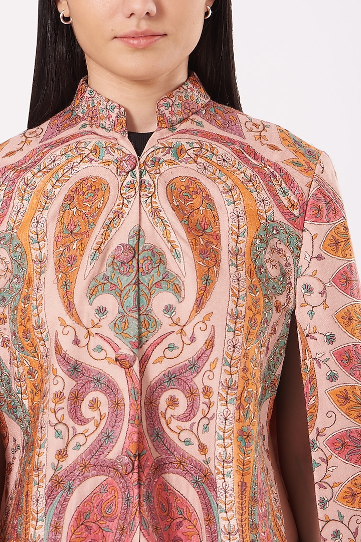 Blush Pink Embroidered Cape by Neiza Shawls at Pernia's Pop Up Shop