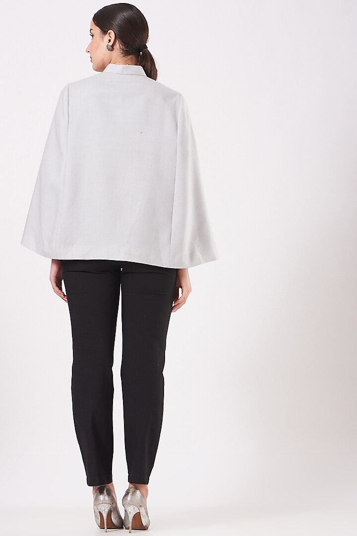 Grey Cape With Hand Embroidery by Neiza Shawls at Pernia's Pop Up Shop