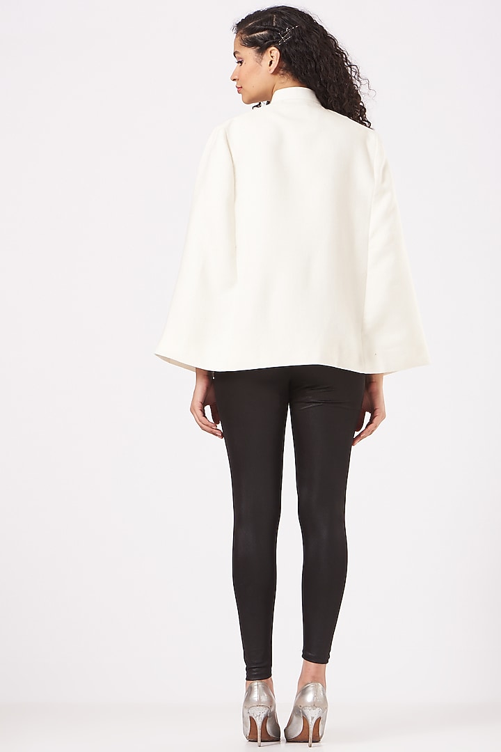 White Hand Embroidered Cape by Neiza Shawls at Pernia's Pop Up Shop