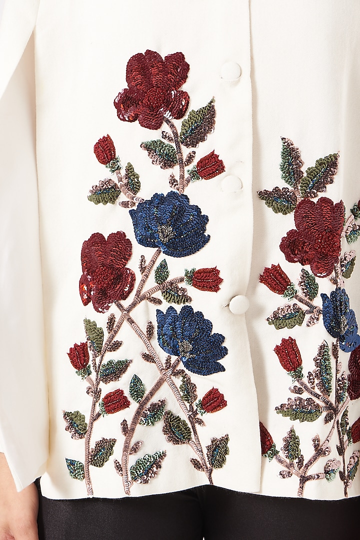 White Hand Embroidered Cape by Neiza Shawls at Pernia's Pop Up Shop
