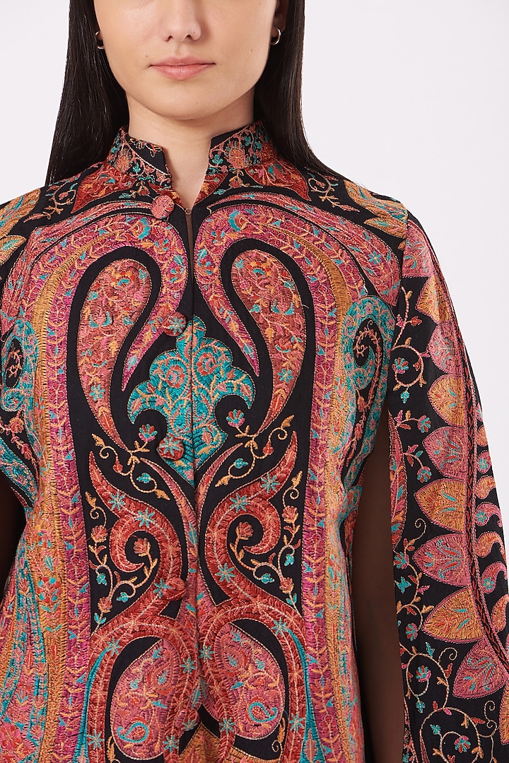 Black Cape With Hand Embroidery by Neiza Shawls at Pernia's Pop Up Shop