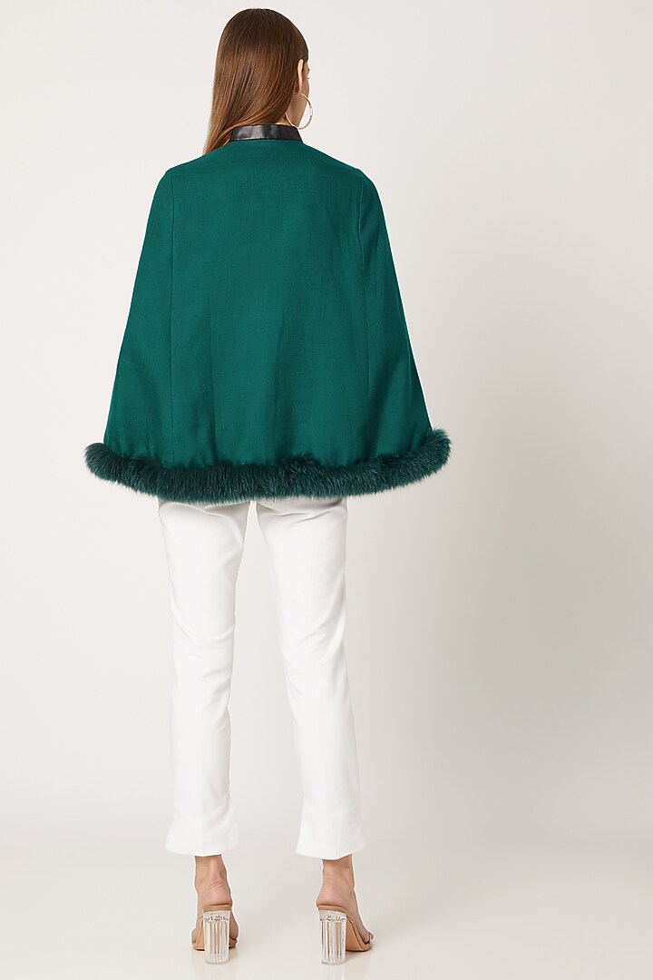 Bottle Green Embroidered Cape by Neiza Shawls at Pernia's Pop Up Shop