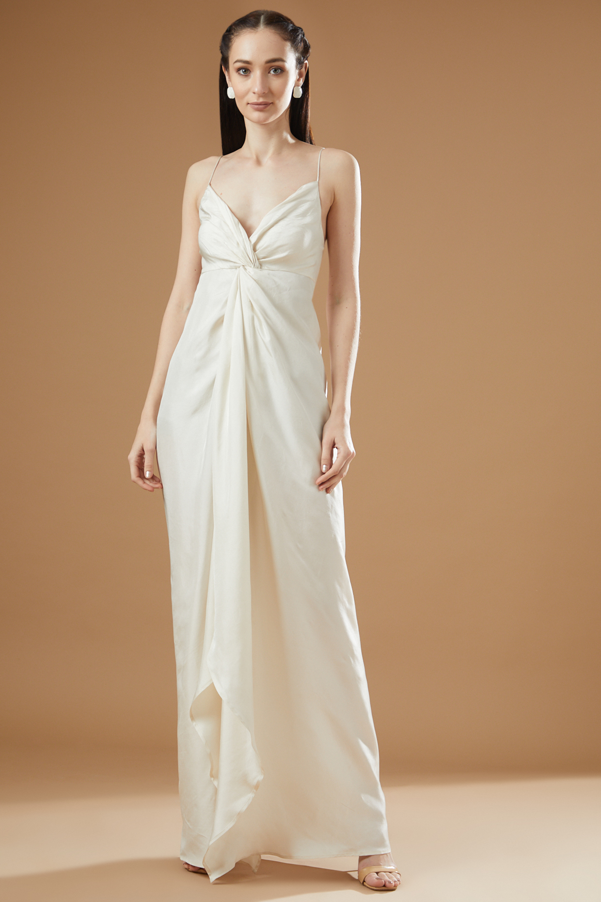 Ivory Silk Twill Dress by Not So Serious by Pallavi Mohan