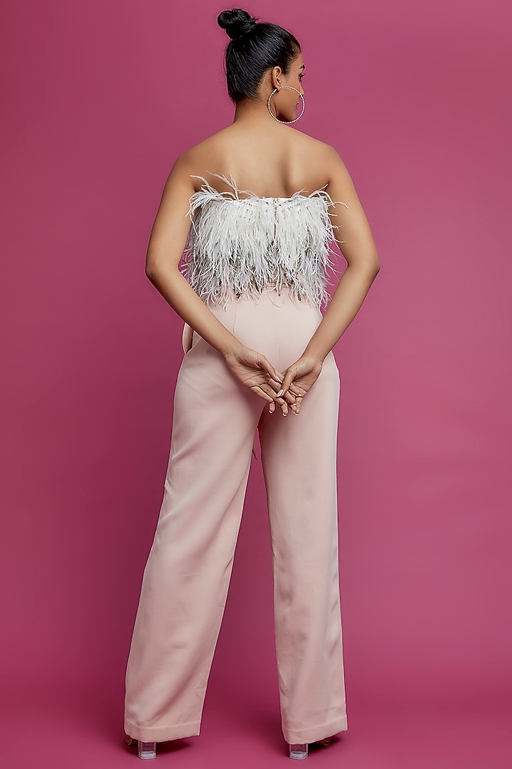 White Satin Lycra Embellished Top by Not So Serious by Pallavi Mohan at Pernia's Pop Up Shop