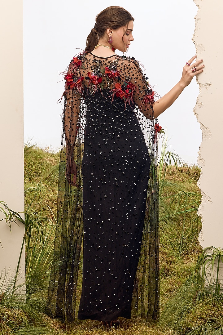 Black Acetate Knotted Cocktail Dress by Not So Serious by Pallavi Mohan at Pernia's Pop Up Shop