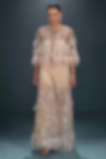 Cream Viscose & Lycra Embroidered Gharara Set by Not So Serious by Pallavi Mohan at Pernia's Pop Up Shop