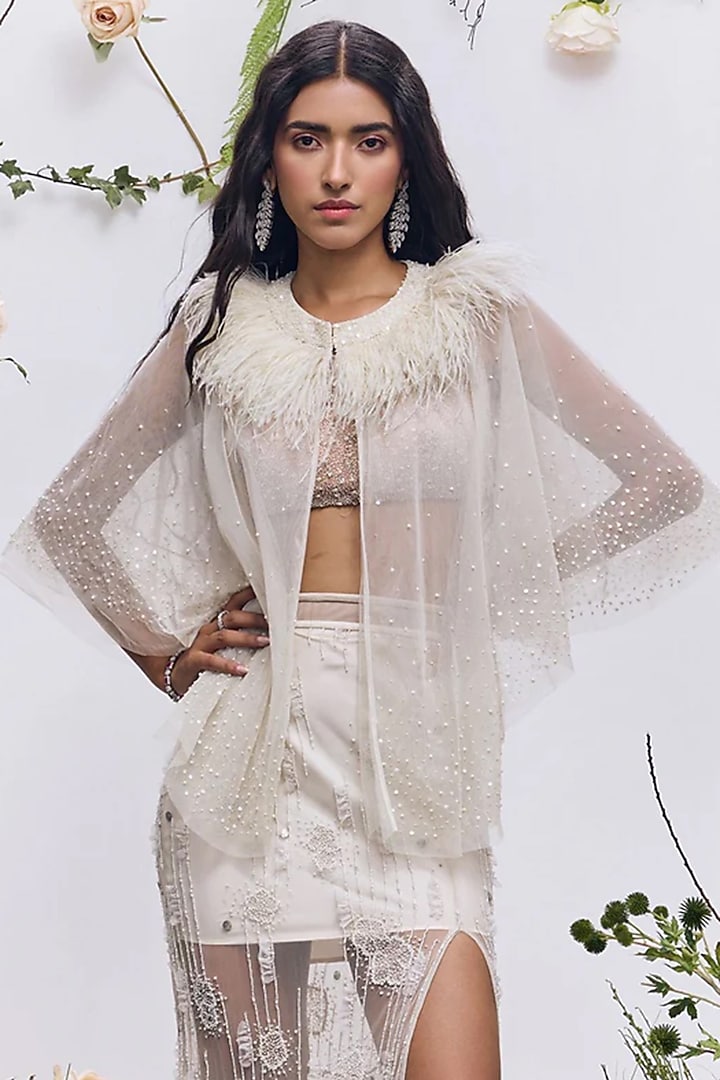 Ivory Lycra & Crepe Bralette by Not So Serious by Pallavi Mohan at Pernia's Pop Up Shop