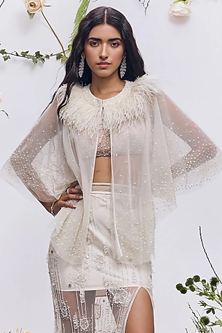 Ivory Lycra & Crepe Bralette by Not So Serious by Pallavi Mohan