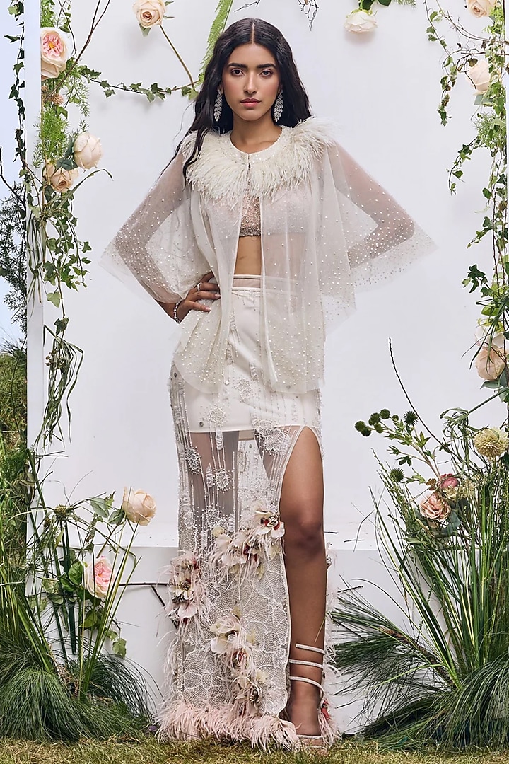 Ivory Lycra & Crepe Bralette by Not So Serious by Pallavi Mohan at Pernia's Pop Up Shop