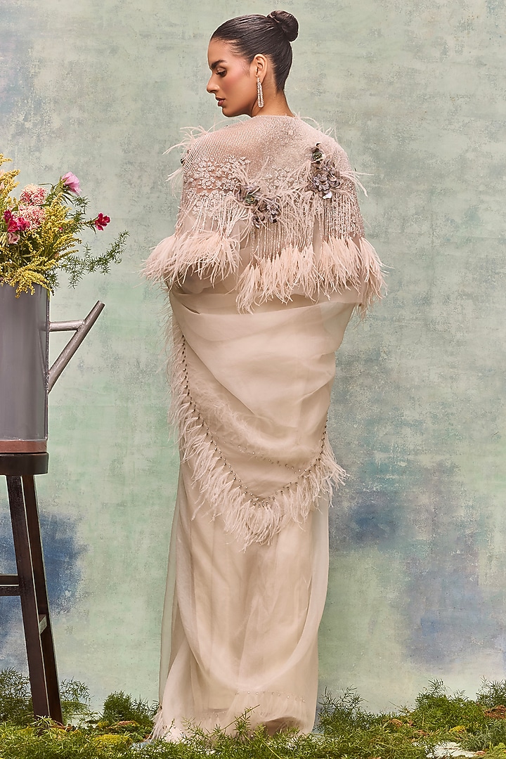 Ivory Tulle Structured Cape by Not So Serious by Pallavi Mohan at Pernia's Pop Up Shop