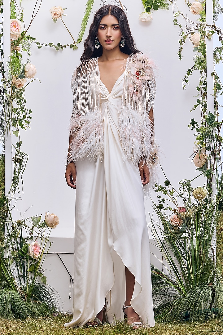 Ivory Silk Knotted Cocktail Dress by Not So Serious by Pallavi Mohan at Pernia's Pop Up Shop