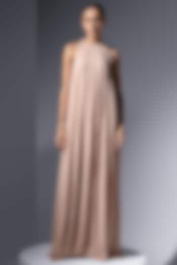 Blush Chiffon Georgette Draped Vacation Dress by Not So Serious by Pallavi Mohan at Pernia's Pop Up Shop