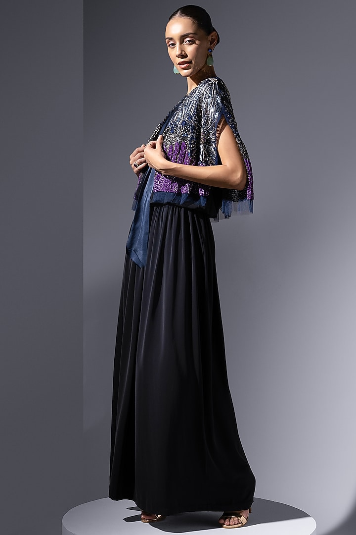 Midnight Blue Jersey Cocktail Dress by Not So Serious by Pallavi Mohan at Pernia's Pop Up Shop