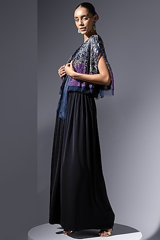 Midnight Blue Jersey Dress by Not So Serious by Pallavi Mohan