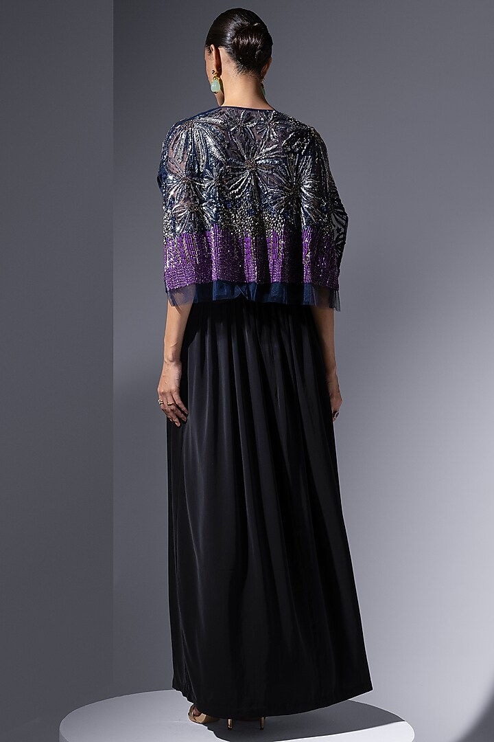 Midnight Blue Jersey Cocktail Dress by Not So Serious by Pallavi Mohan at Pernia's Pop Up Shop