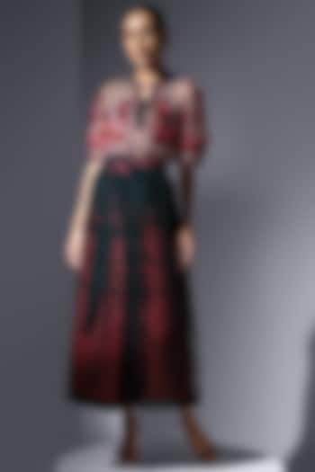 Forest Green Silk Velvet Flared Skirt by Not So Serious by Pallavi Mohan at Pernia's Pop Up Shop