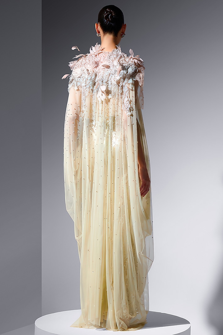 Mint Soft Net Sequin Work Cape by Not So Serious by Pallavi Mohan at Pernia's Pop Up Shop