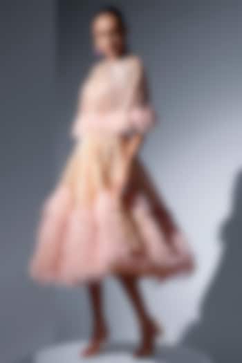 Blush Tulle Sequin & Bead Work Cape by Not So Serious by Pallavi Mohan at Pernia's Pop Up Shop