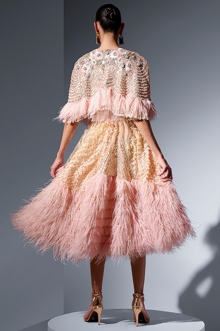 Blush Tulle Sequin & Bead Work Skirt by Not So Serious by Pallavi Mohan at Pernia's Pop Up Shop