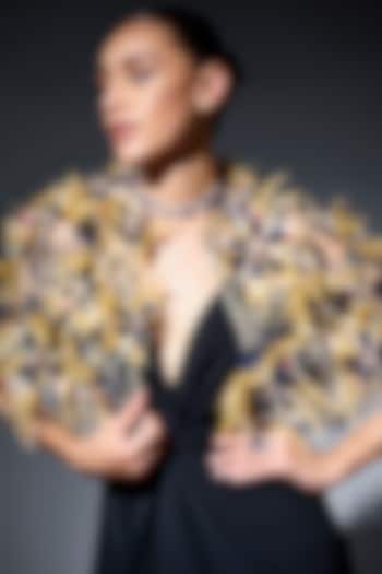 Nude Tulle Sequin & Bead Work Scalloped Cape by Not So Serious by Pallavi Mohan at Pernia's Pop Up Shop