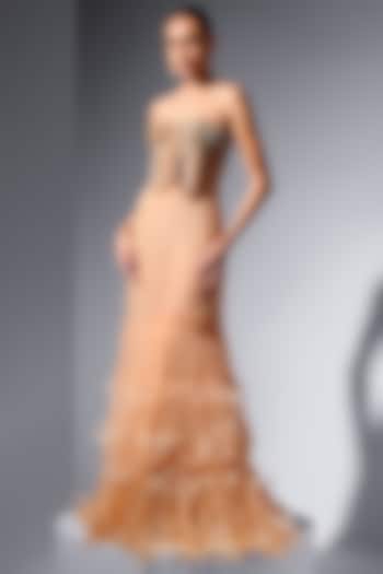 Blush Soft Mesh Sequin Embellished Bridal Gown by Not So Serious by Pallavi Mohan at Pernia's Pop Up Shop