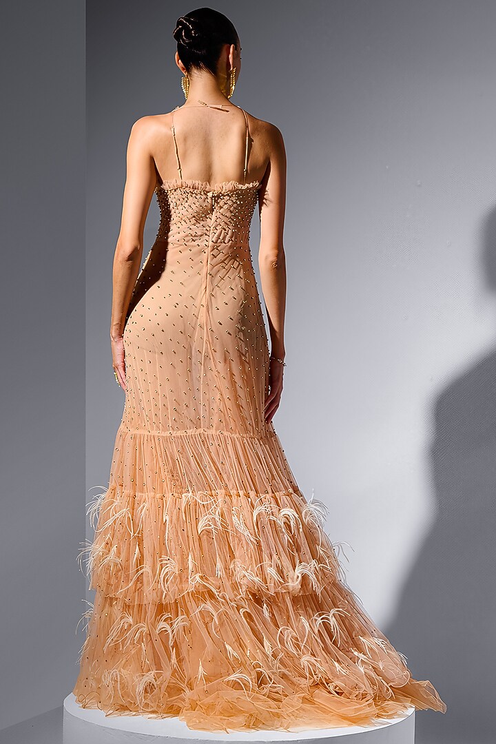 Blush Soft Mesh Sequin Embellished Bridal Gown by Not So Serious by Pallavi Mohan at Pernia's Pop Up Shop